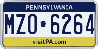 PA license plate MZO6264