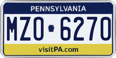 PA license plate MZO6270