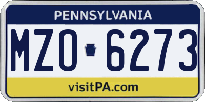 PA license plate MZO6273