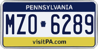 PA license plate MZO6289