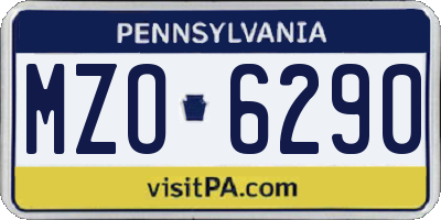 PA license plate MZO6290