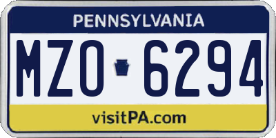 PA license plate MZO6294