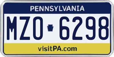 PA license plate MZO6298