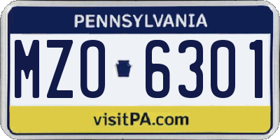 PA license plate MZO6301