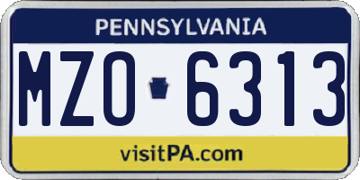 PA license plate MZO6313
