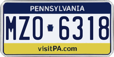 PA license plate MZO6318