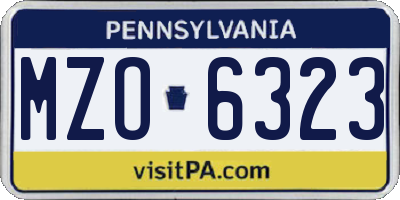 PA license plate MZO6323