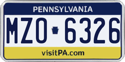 PA license plate MZO6326
