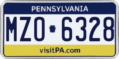 PA license plate MZO6328