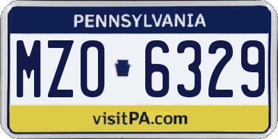 PA license plate MZO6329