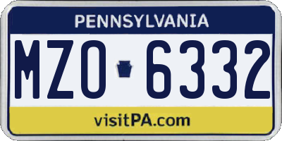 PA license plate MZO6332