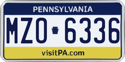 PA license plate MZO6336