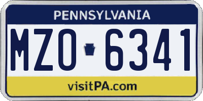 PA license plate MZO6341