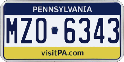 PA license plate MZO6343