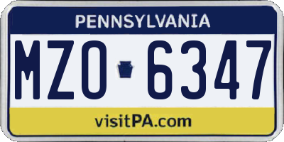 PA license plate MZO6347