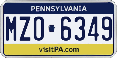 PA license plate MZO6349