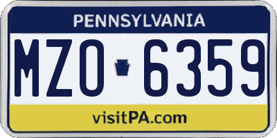 PA license plate MZO6359