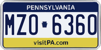 PA license plate MZO6360