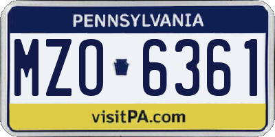 PA license plate MZO6361