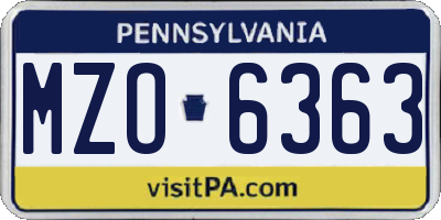PA license plate MZO6363