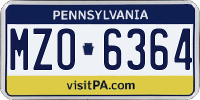 PA license plate MZO6364