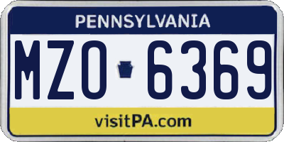 PA license plate MZO6369