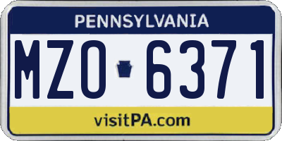 PA license plate MZO6371