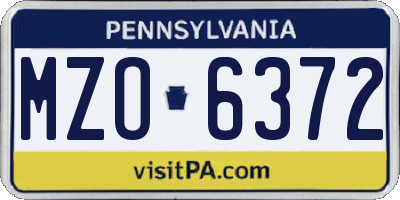PA license plate MZO6372