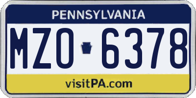 PA license plate MZO6378