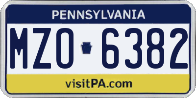 PA license plate MZO6382