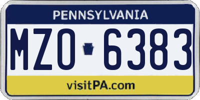PA license plate MZO6383