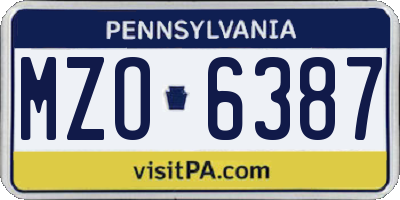 PA license plate MZO6387