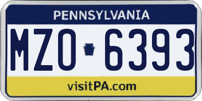 PA license plate MZO6393