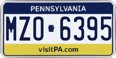 PA license plate MZO6395
