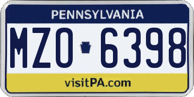 PA license plate MZO6398