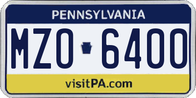 PA license plate MZO6400