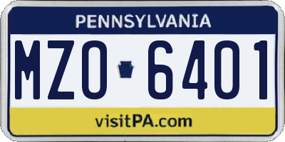 PA license plate MZO6401