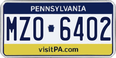 PA license plate MZO6402
