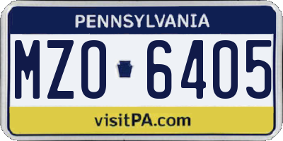 PA license plate MZO6405