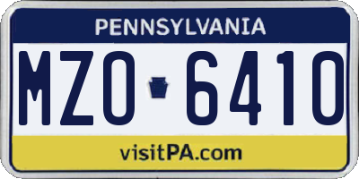 PA license plate MZO6410