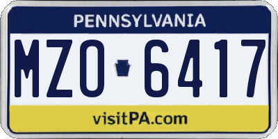 PA license plate MZO6417