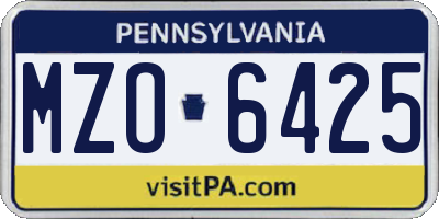 PA license plate MZO6425
