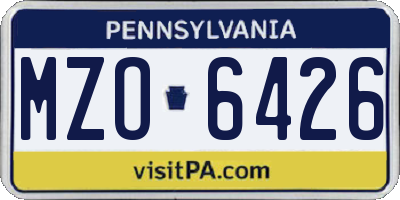 PA license plate MZO6426