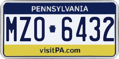 PA license plate MZO6432