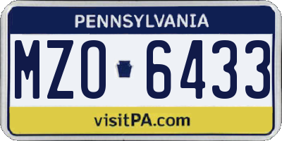 PA license plate MZO6433