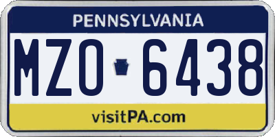 PA license plate MZO6438