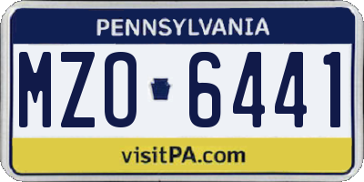 PA license plate MZO6441