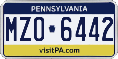 PA license plate MZO6442