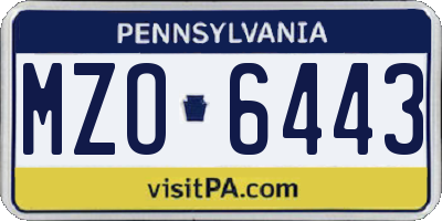 PA license plate MZO6443