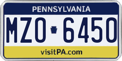 PA license plate MZO6450